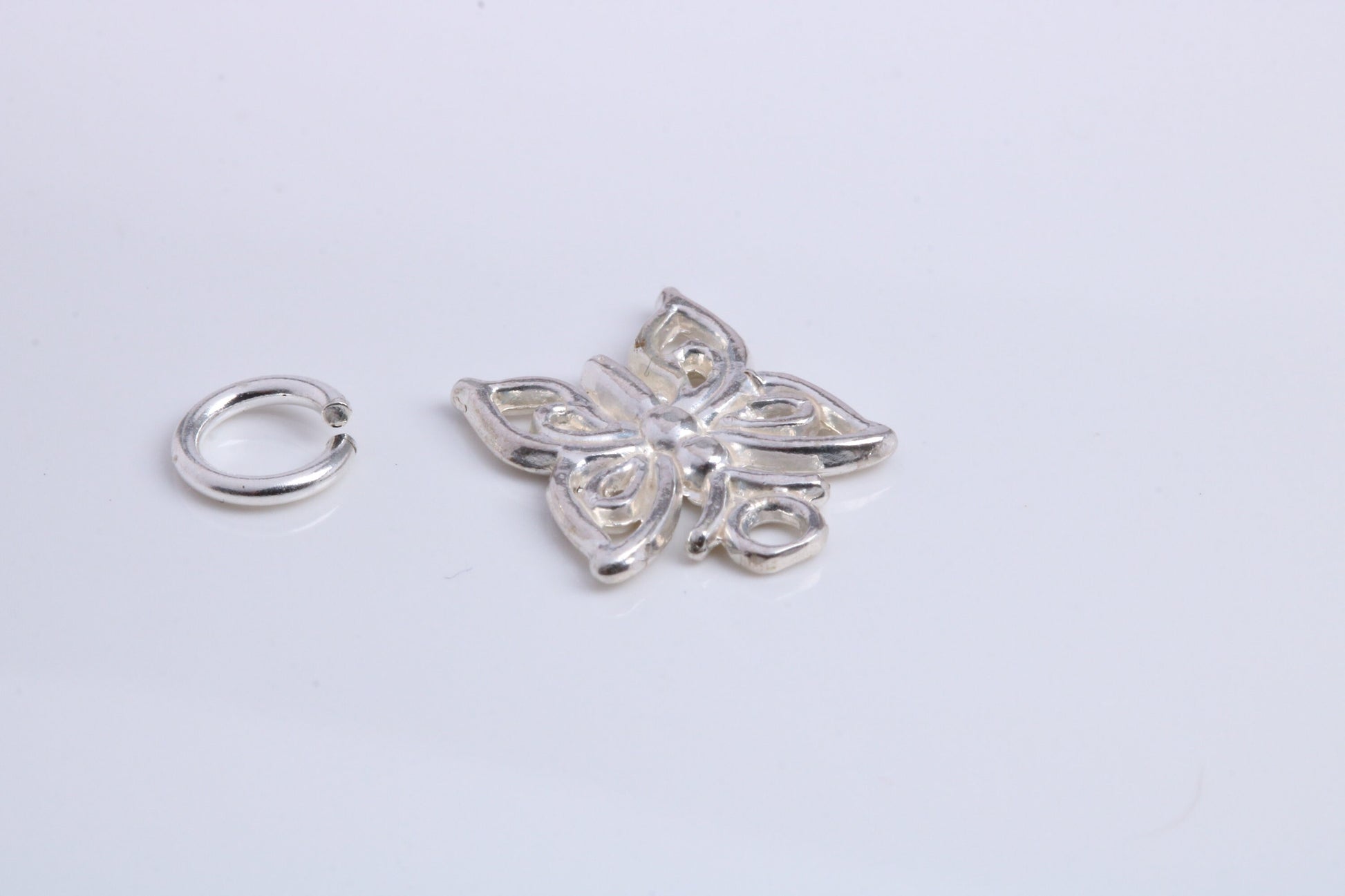 Butterfly Charm, Traditional Charm, Made from Solid 925 Grade Sterling Silver, Complete with Attachment Link