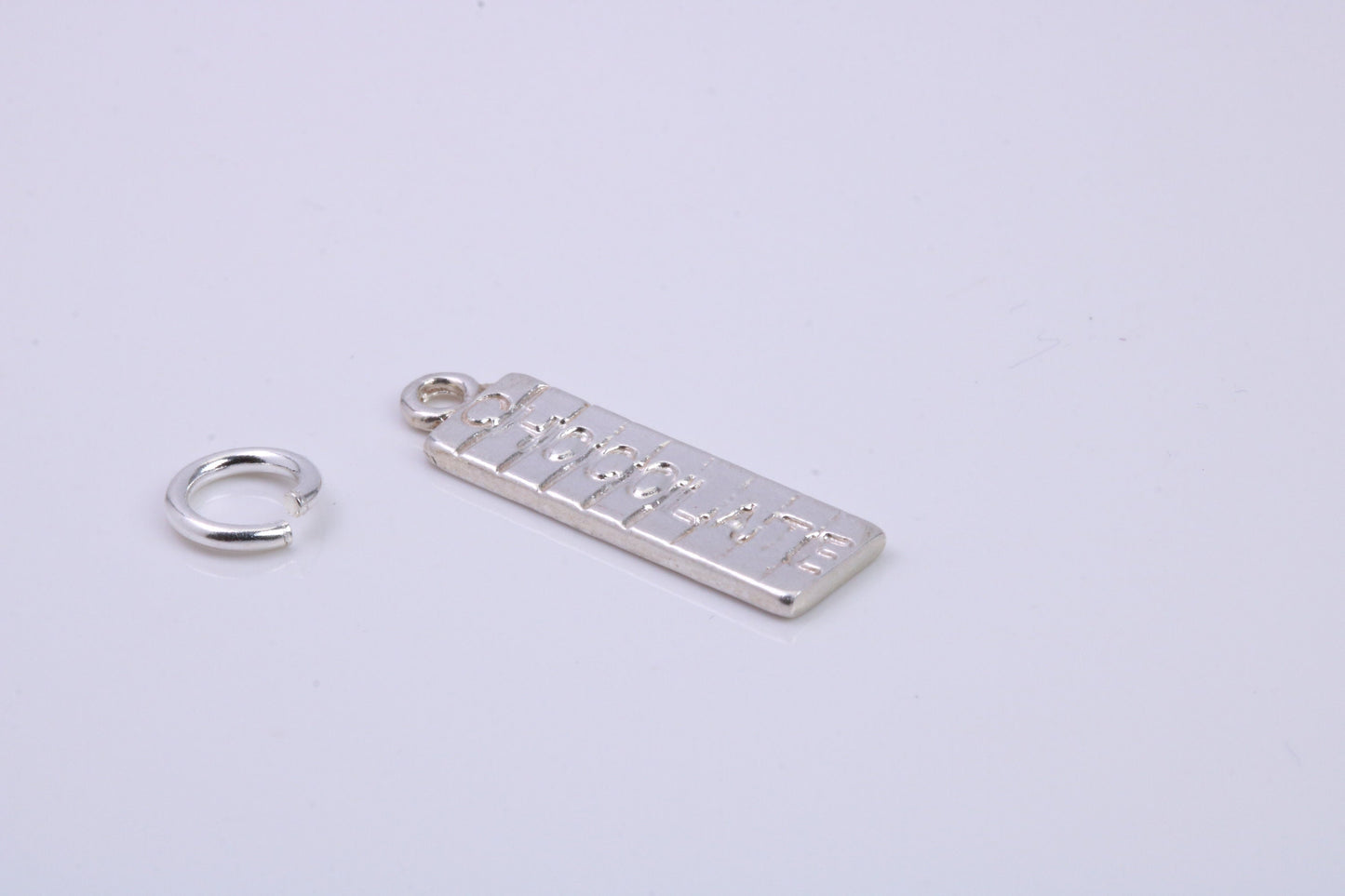 Chocolate Bar Charm, Traditional Charm, Made from Solid 925 Grade Sterling Silver, Complete with Attachment Link