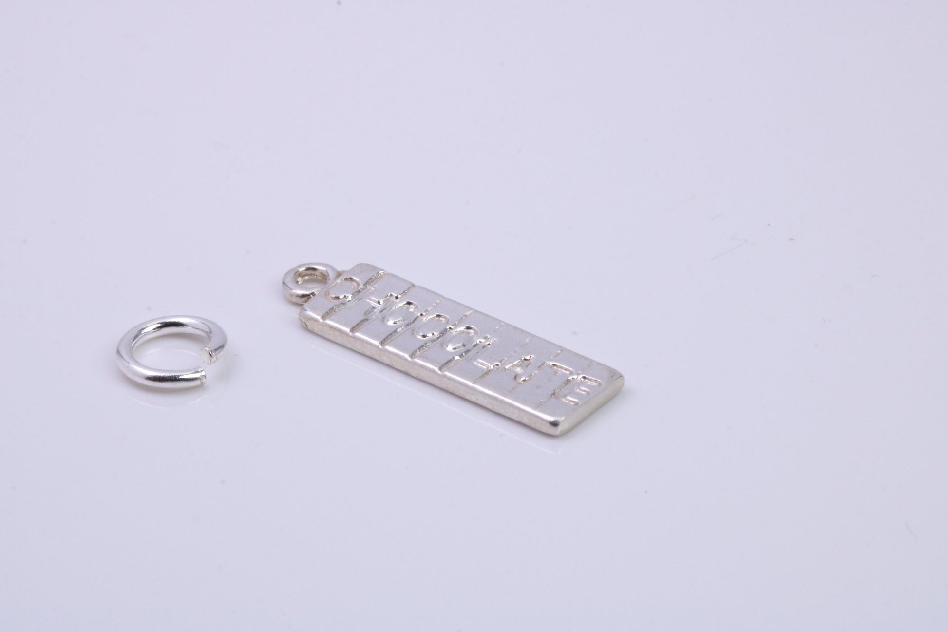 Chocolate Bar Charm, Traditional Charm, Made from Solid 925 Grade Sterling Silver, Complete with Attachment Link