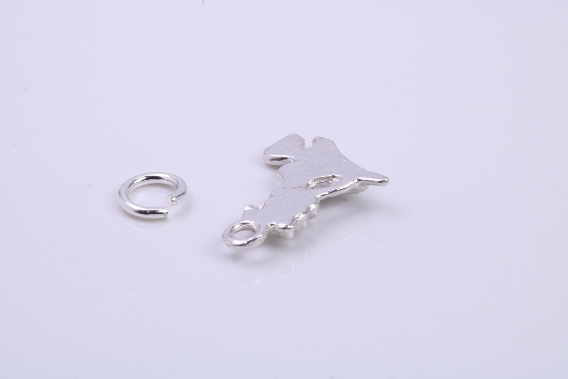 Witch on Broom Stick Charm, Traditional Charm, Made from Solid 925 Grade Sterling Silver, Complete with Attachment Link