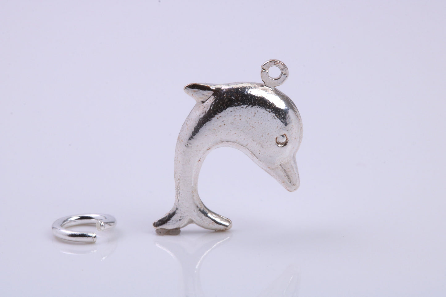 Dolphin Charm, Traditional Charm, Made from Solid 925 Grade Sterling Silver, Complete with Attachment Link