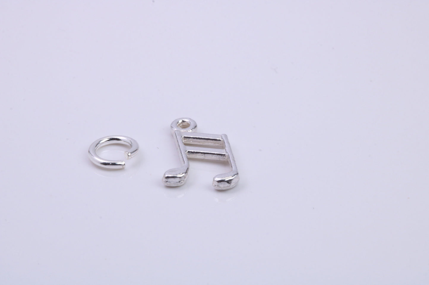 Musical Beam Note Charm, Traditional Charm, Made from Solid 925 Grade Sterling Silver, Complete with Attachment Link