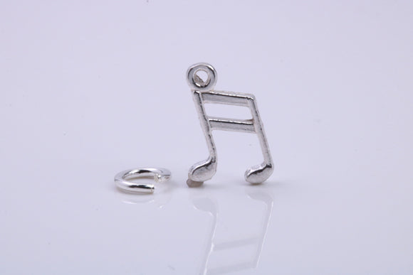 Musical Beam Note Charm, Traditional Charm, Made from Solid 925 Grade Sterling Silver, Complete with Attachment Link