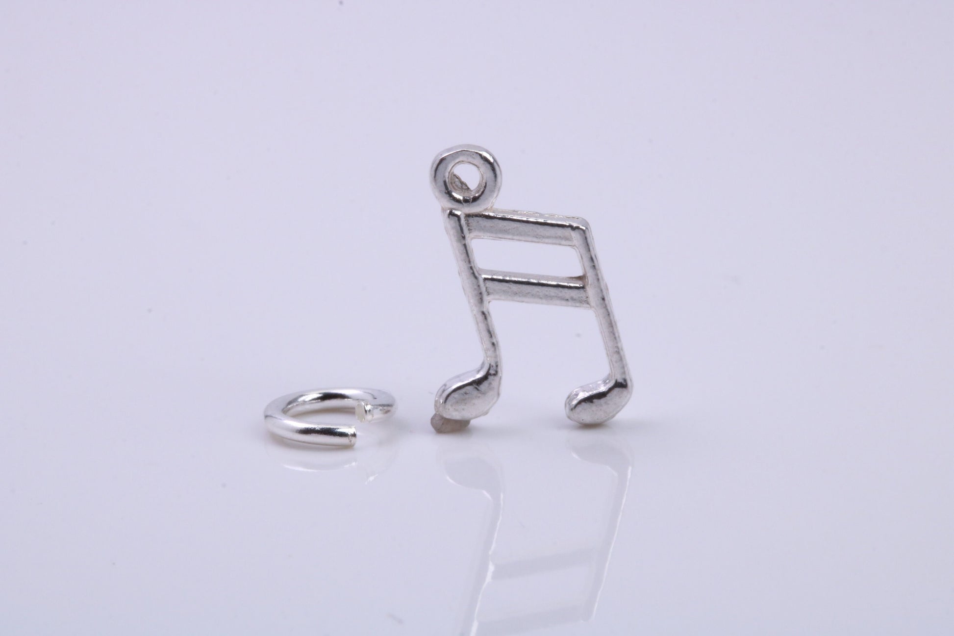 Musical Beam Note Charm, Traditional Charm, Made from Solid 925 Grade Sterling Silver, Complete with Attachment Link