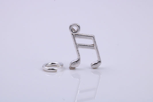 Musical Beam Note Charm, Traditional Charm, Made from Solid 925 Grade Sterling Silver, Complete with Attachment Link