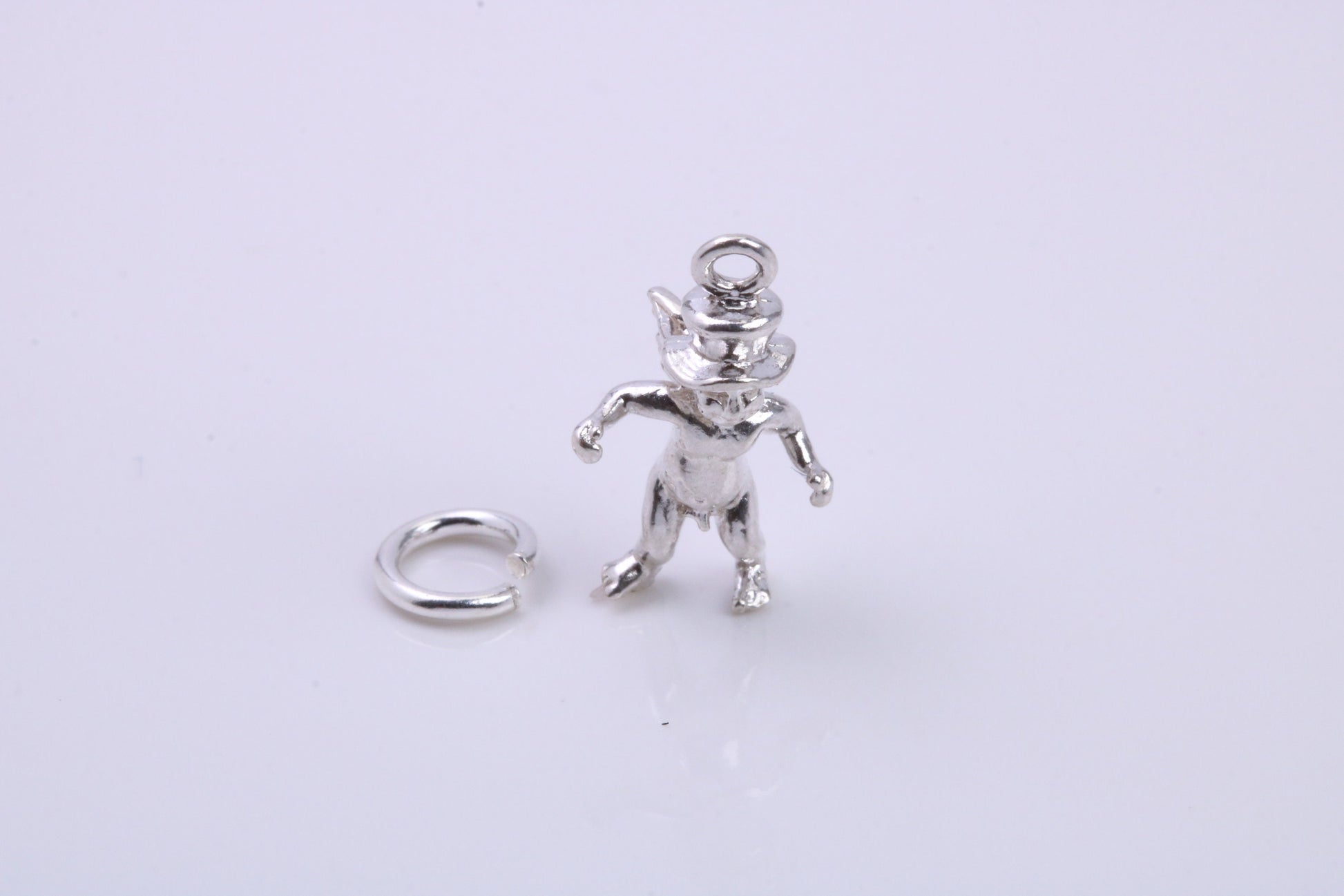 Leprechaun Charm, Traditional Charm, Made from Solid 925 Grade Sterling Silver, Complete with Attachment Link