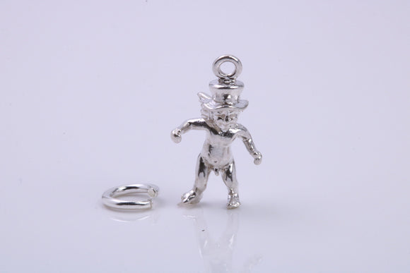Leprechaun Charm, Traditional Charm, Made from Solid 925 Grade Sterling Silver, Complete with Attachment Link