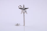Princess Magic Wand Charm, Traditional Charm, Made from Solid 925 Grade Sterling Silver, Complete with Attachment Link