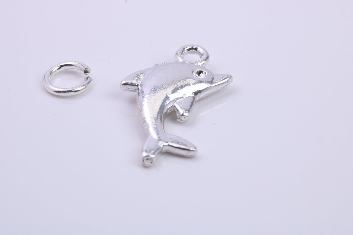 Dolphin Charm, Traditional Charm, Made from Solid 925 Grade Sterling Silver, Complete with Attachment Link