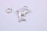 Dolphin Charm, Traditional Charm, Made from Solid 925 Grade Sterling Silver, Complete with Attachment Link