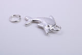 Dolphin Charm, Traditional Charm, Made from Solid 925 Grade Sterling Silver, Complete with Attachment Link