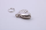 Sea Shell Charm, Made from Solid Cast Silver, Complete with Attachment Link