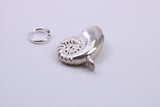 Sea Shell Charm, Made from Solid Cast Silver, Complete with Attachment Link