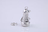 Old Disused Windmill Charm, Traditional Charm, Made from Solid 925 Grade Sterling Silver, Complete with Attachment Link