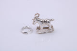 Rocking Horse Charm, Traditional Charm, Made from Solid 925 Grade Sterling Silver, Complete with Attachment Link