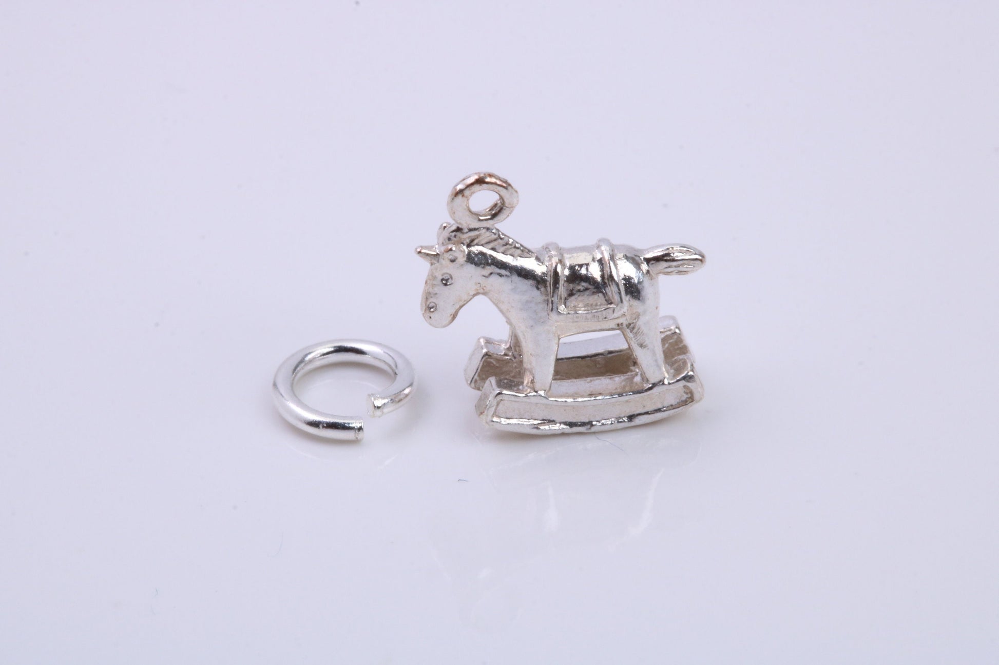 Rocking Horse Charm, Traditional Charm, Made from Solid 925 Grade Sterling Silver, Complete with Attachment Link