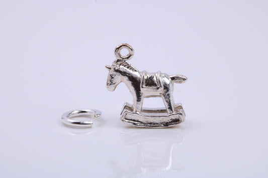 Rocking Horse Charm, Traditional Charm, Made from Solid 925 Grade Sterling Silver, Complete with Attachment Link