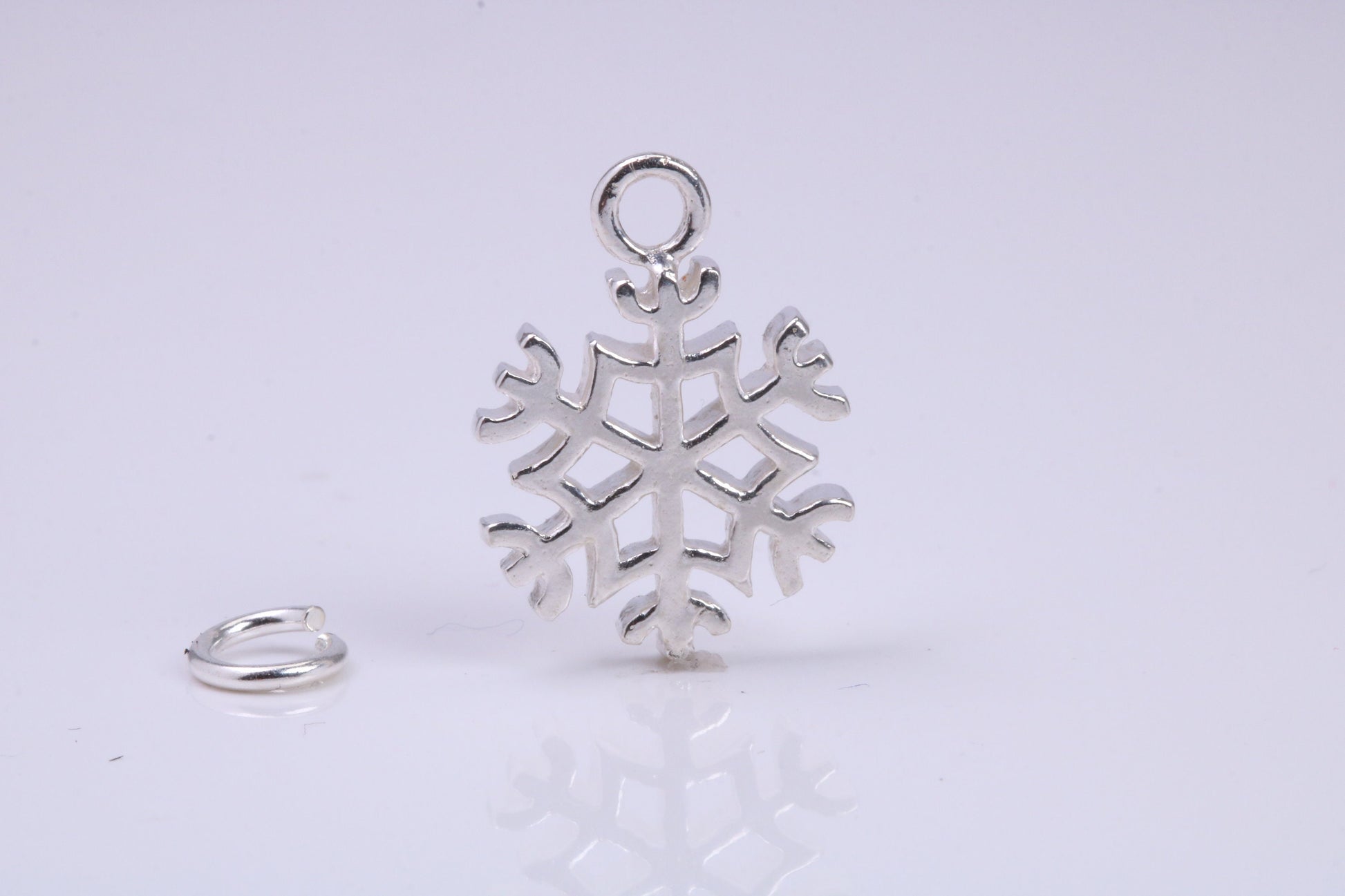 Snow Flake Charm, Traditional Charm, Made from Solid 925 Grade Sterling Silver, Complete with Attachment Link