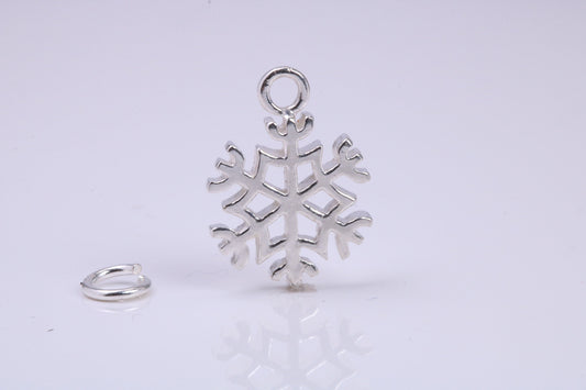 Snow Flake Charm, Traditional Charm, Made from Solid 925 Grade Sterling Silver, Complete with Attachment Link