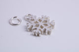 Snow Flake Charm, Traditional Charm, Made from Solid 925 Grade Sterling Silver, Complete with Attachment Link