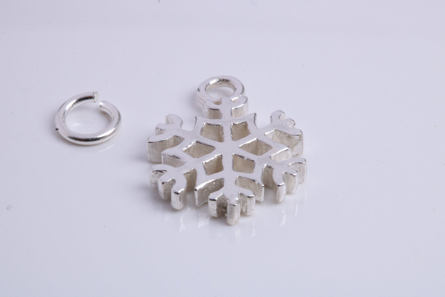 Snow Flake Charm, Traditional Charm, Made from Solid 925 Grade Sterling Silver, Complete with Attachment Link