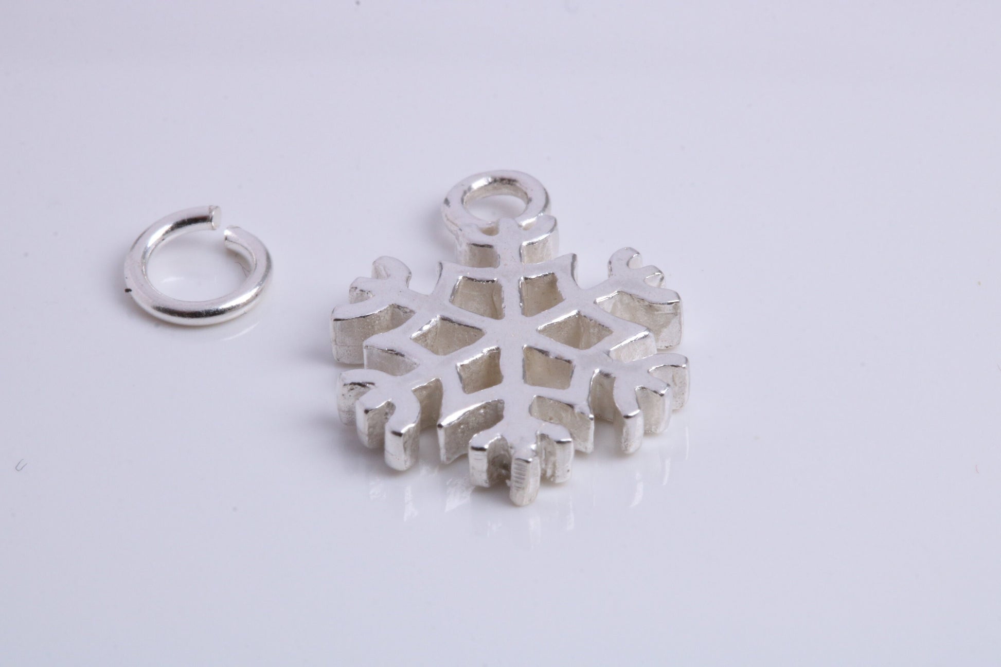 Snow Flake Charm, Traditional Charm, Made from Solid 925 Grade Sterling Silver, Complete with Attachment Link