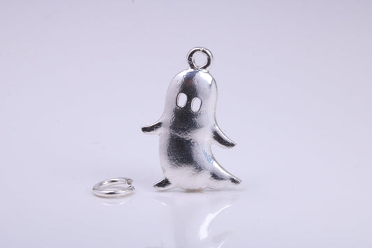 Ghost Charm, Traditional Charm, Made from Solid 925 Grade Sterling Silver, Complete with Attachment Link