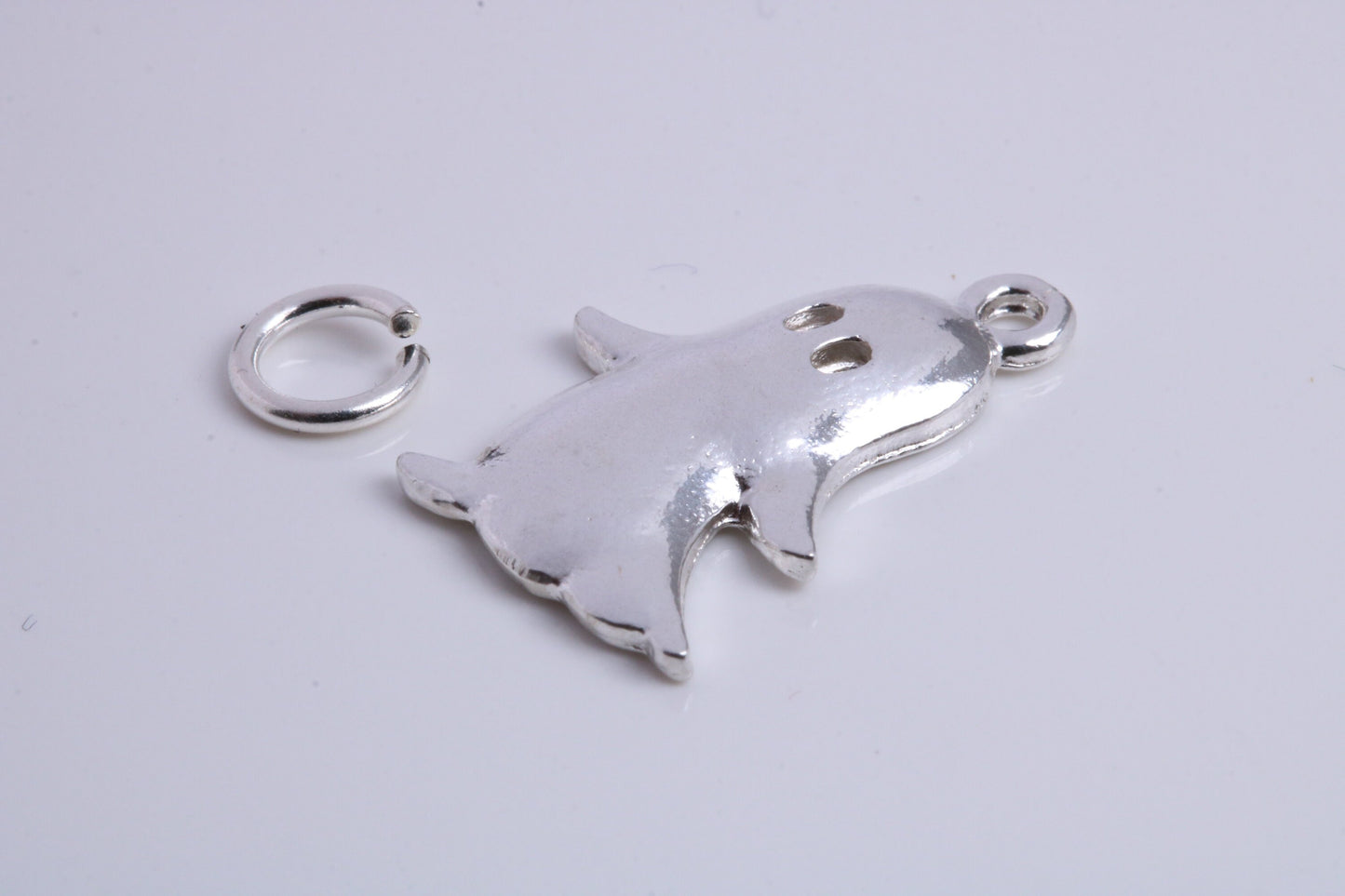 Ghost Charm, Traditional Charm, Made from Solid 925 Grade Sterling Silver, Complete with Attachment Link