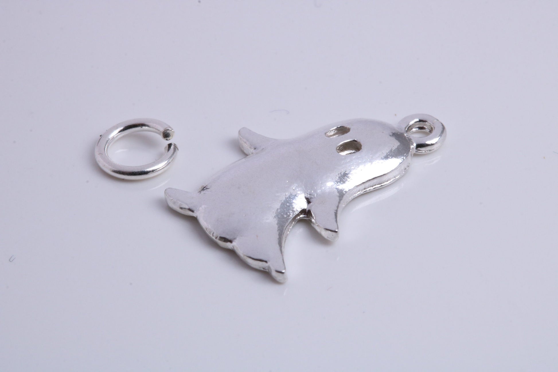 Ghost Charm, Traditional Charm, Made from Solid 925 Grade Sterling Silver, Complete with Attachment Link