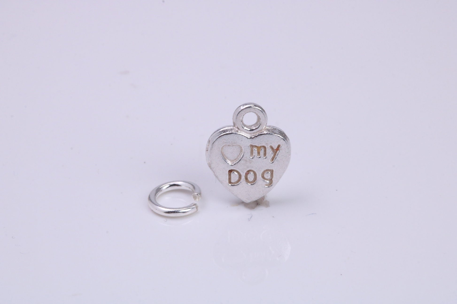 Love My Dog Charm, Traditional Charm, Made from Solid 925 Grade Sterling Silver, Complete with Attachment Link