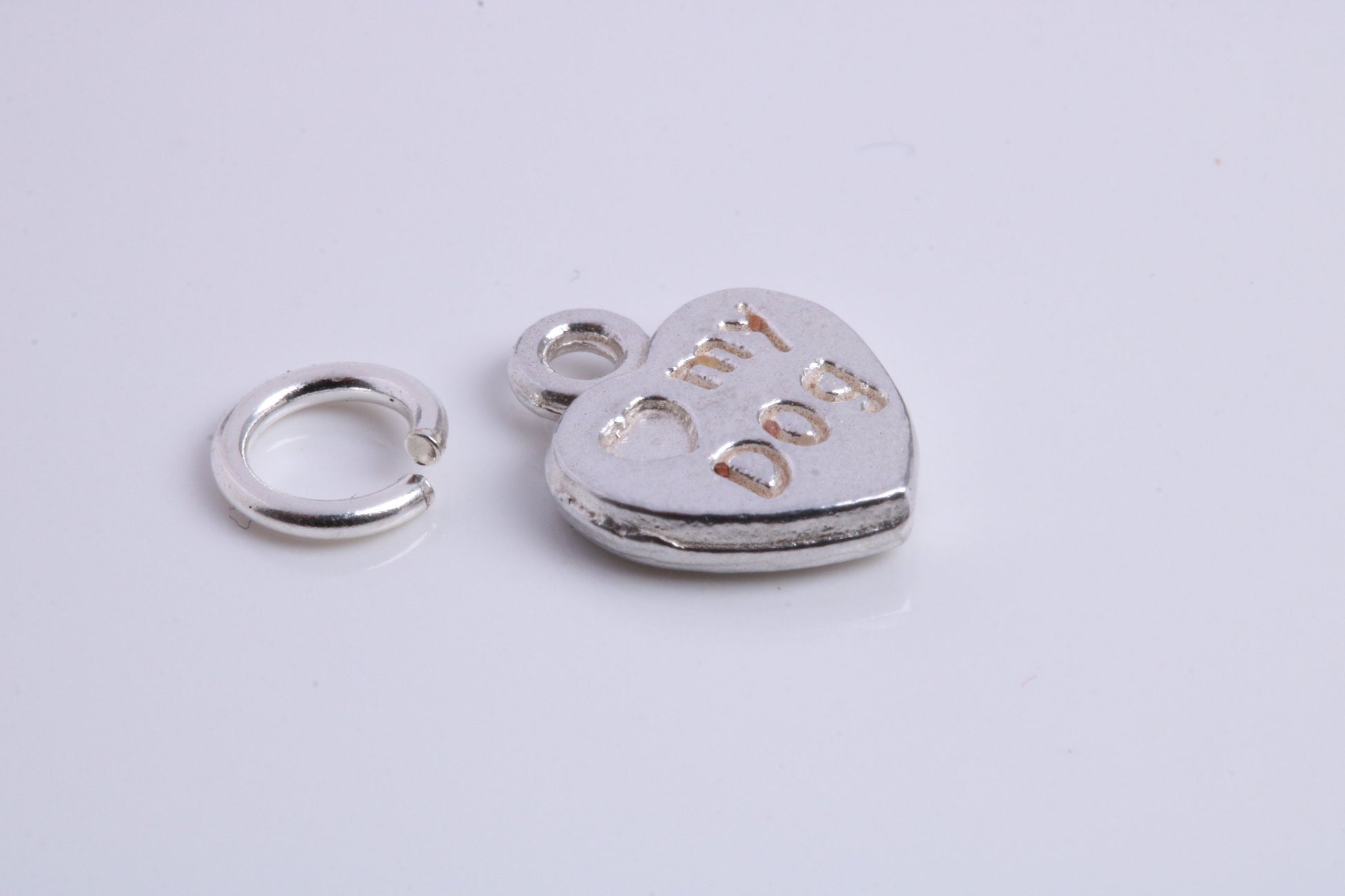 Love My Dog Charm, Traditional Charm, Made from Solid 925 Grade Sterling Silver, Complete with Attachment Link