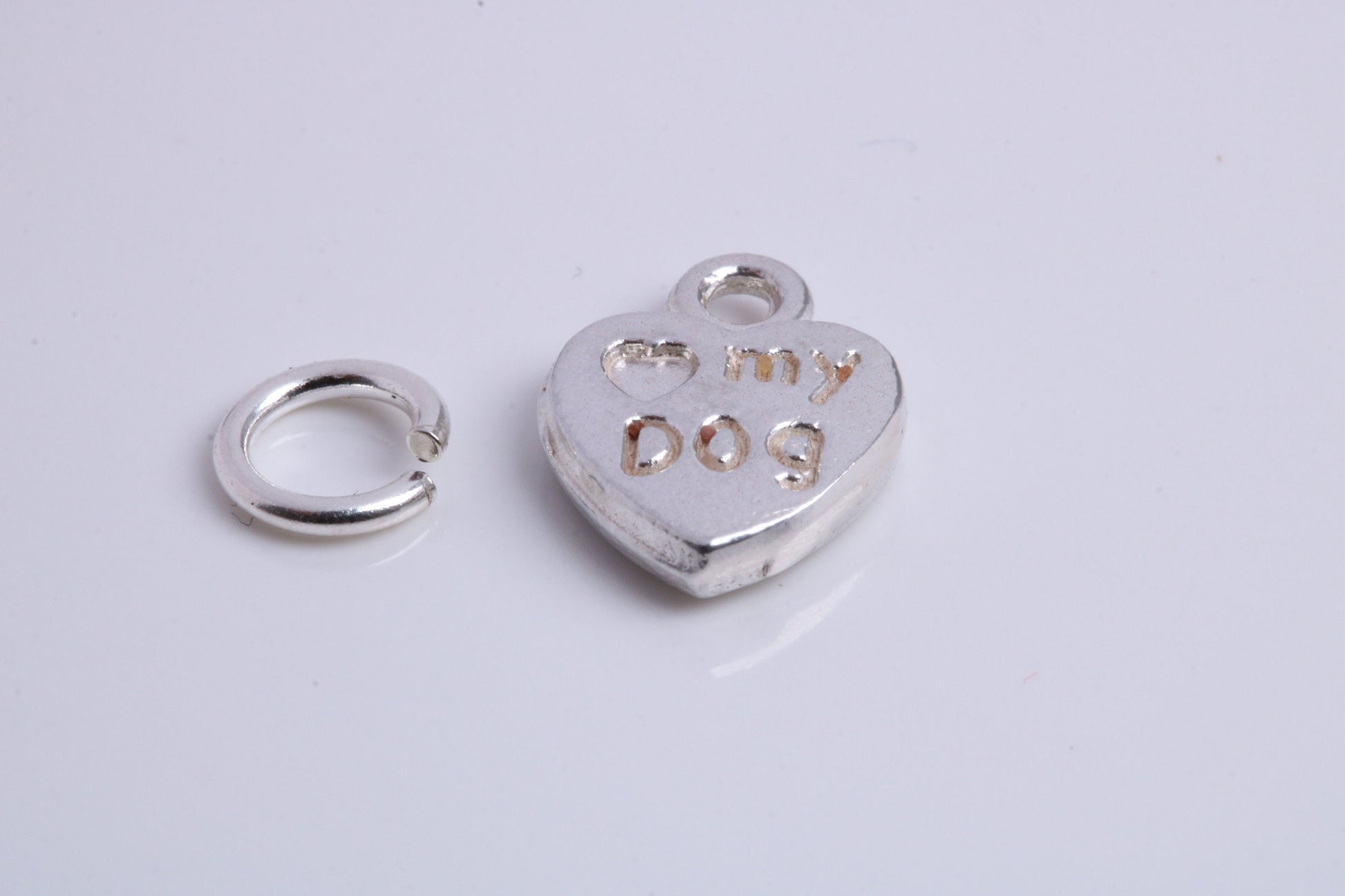 Love My Dog Charm, Traditional Charm, Made from Solid 925 Grade Sterling Silver, Complete with Attachment Link