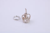 Royal Crown Charm, Traditional Charm, Made from Solid 925 Grade Sterling Silver, Complete with Attachment Link