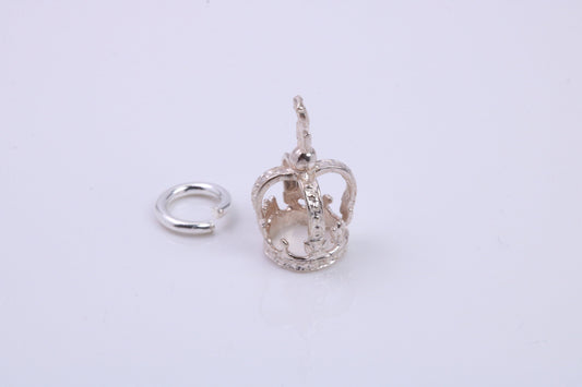 Royal Crown Charm, Traditional Charm, Made from Solid 925 Grade Sterling Silver, Complete with Attachment Link