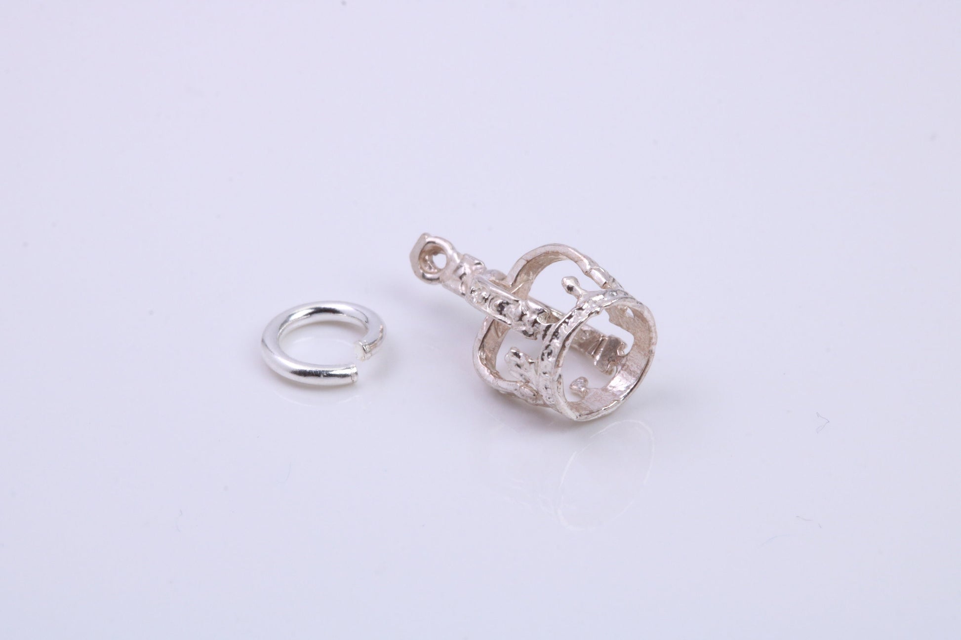 Royal Crown Charm, Traditional Charm, Made from Solid 925 Grade Sterling Silver, Complete with Attachment Link