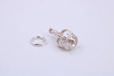 Royal Crown Charm, Traditional Charm, Made from Solid 925 Grade Sterling Silver, Complete with Attachment Link