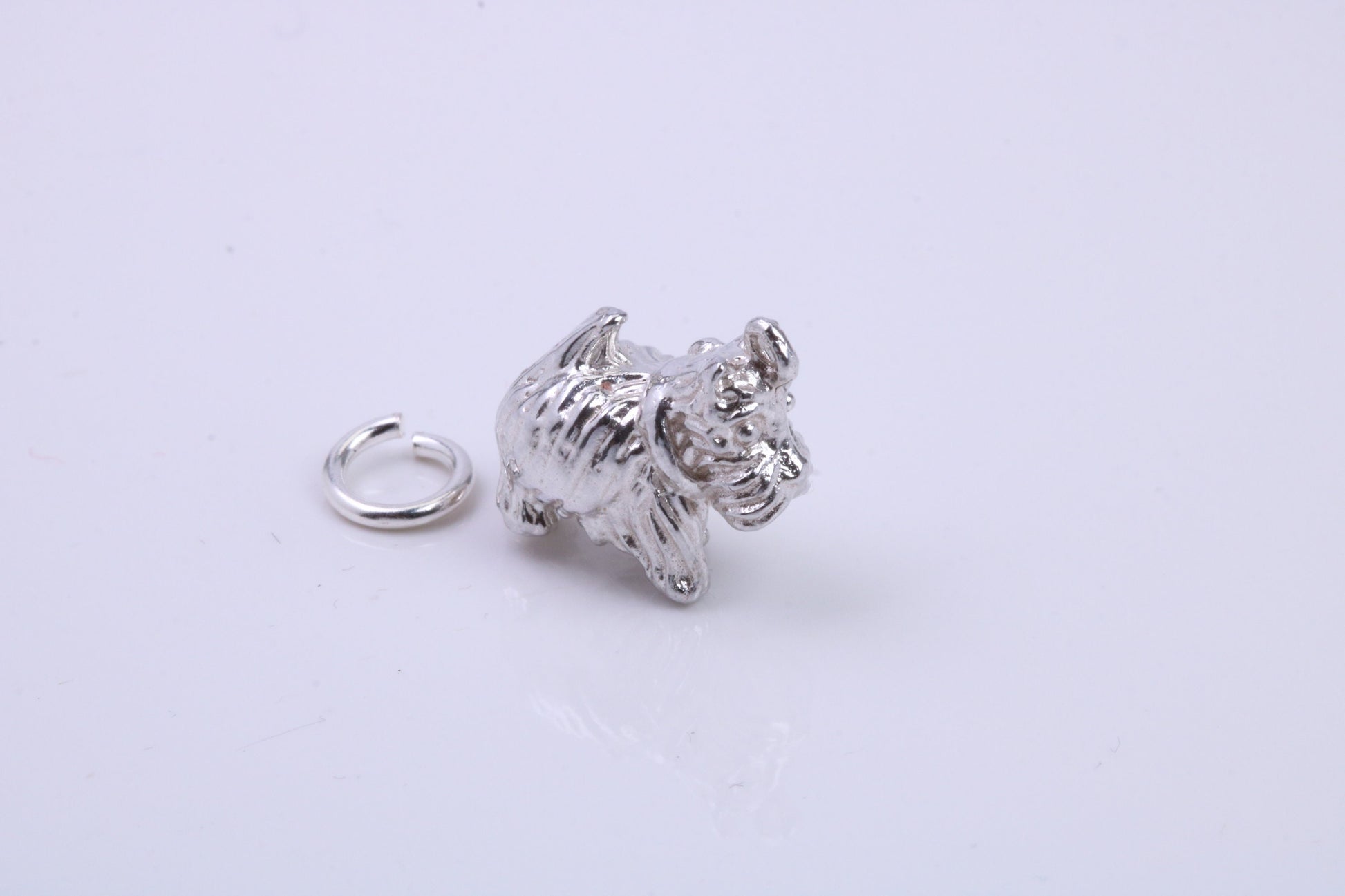 Scottish Terrier Dog Charm, Traditional Charm, Made from Solid 925 Grade Sterling Silver, Complete with Attachment Link