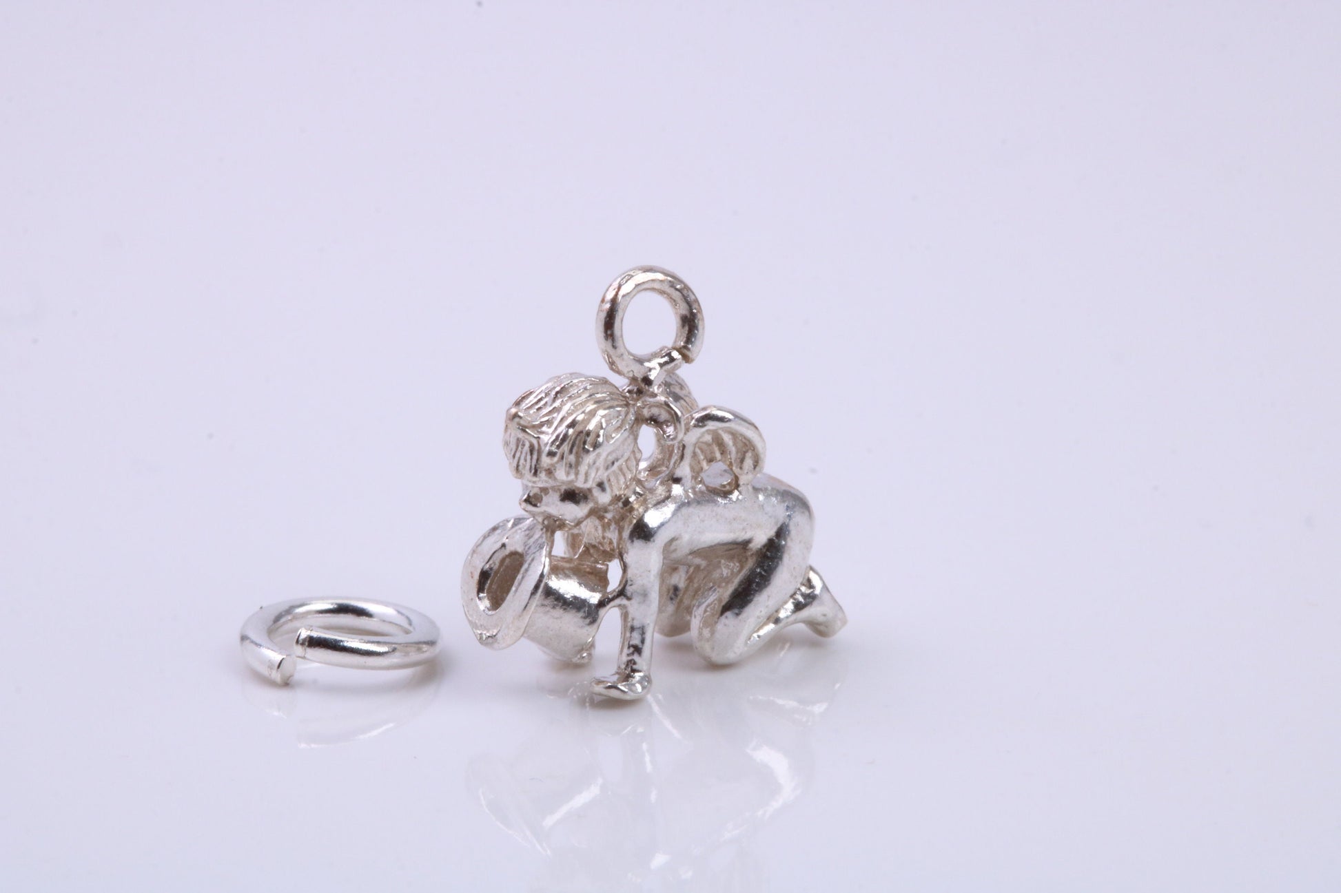 Cupid Charm, Traditional Charm, Made from Solid 925 Grade Sterling Silver, Complete with Attachment Link
