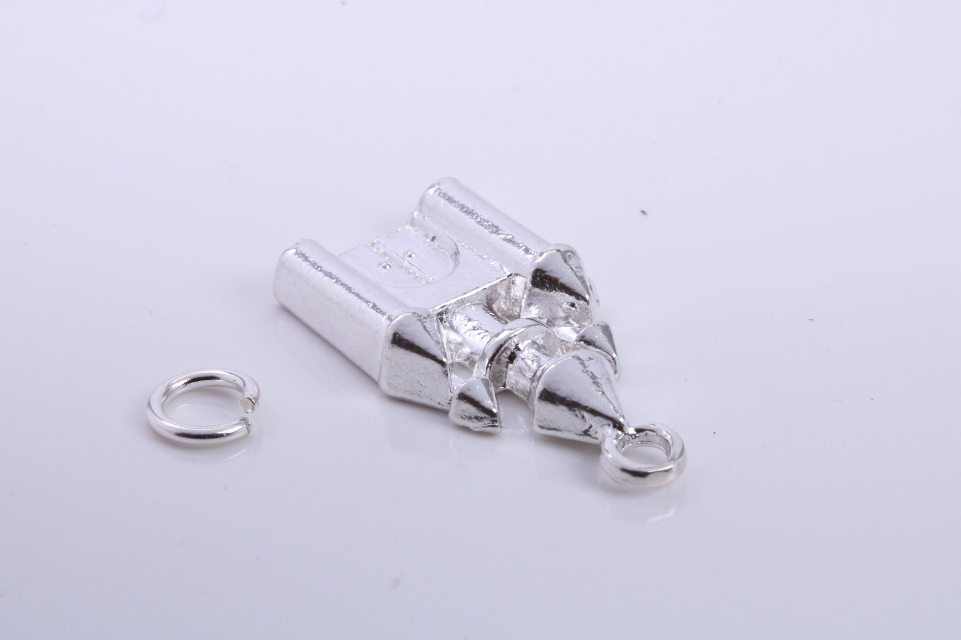 Princess Castle Charm, Traditional Charm, Made from Solid 925 Grade Sterling Silver, Complete with Attachment Link