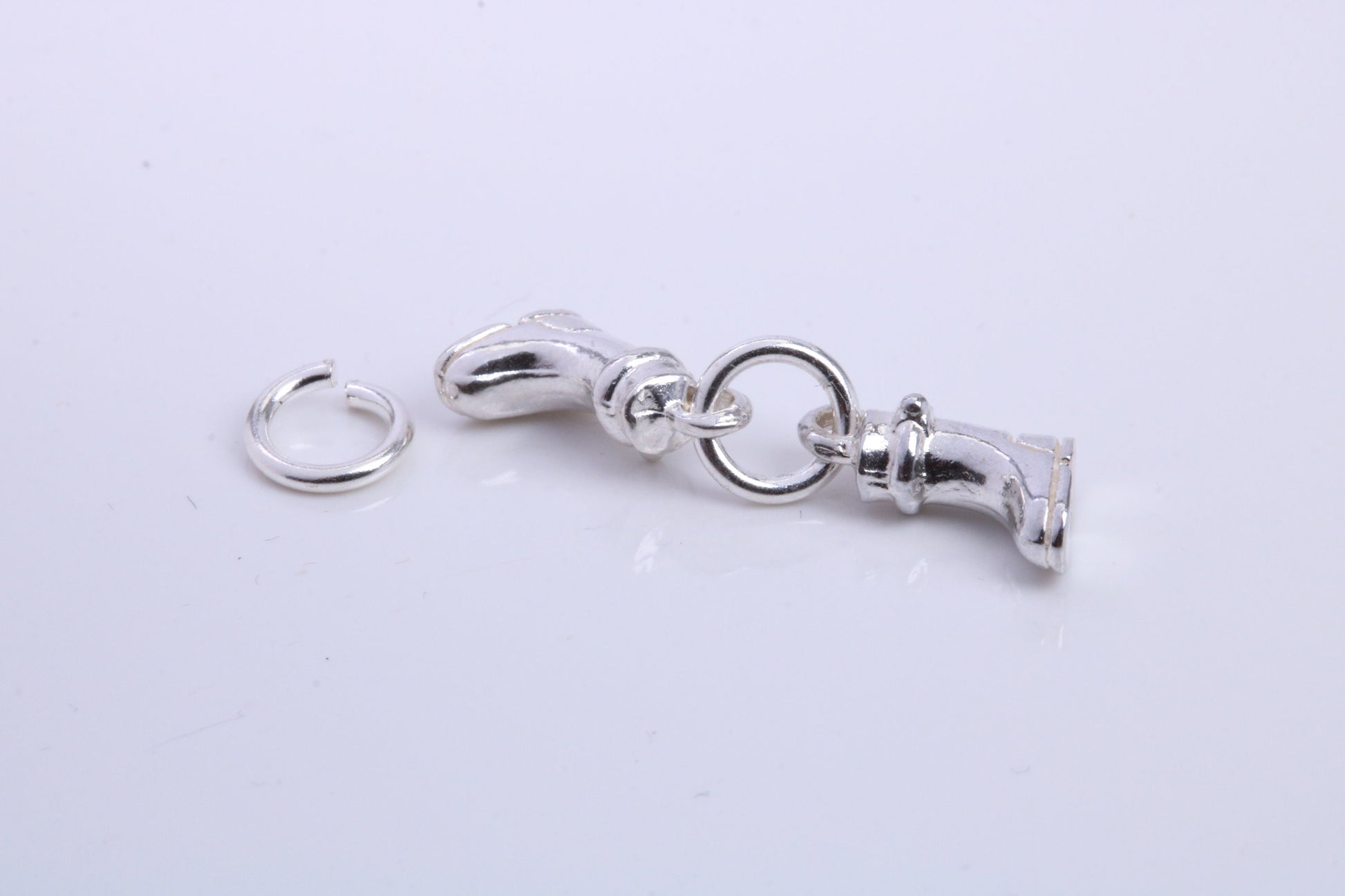 Pair of Wellington Boots Charm, Traditional Charm, Made from Solid 925 Grade Sterling Silver, Complete with Attachment Link