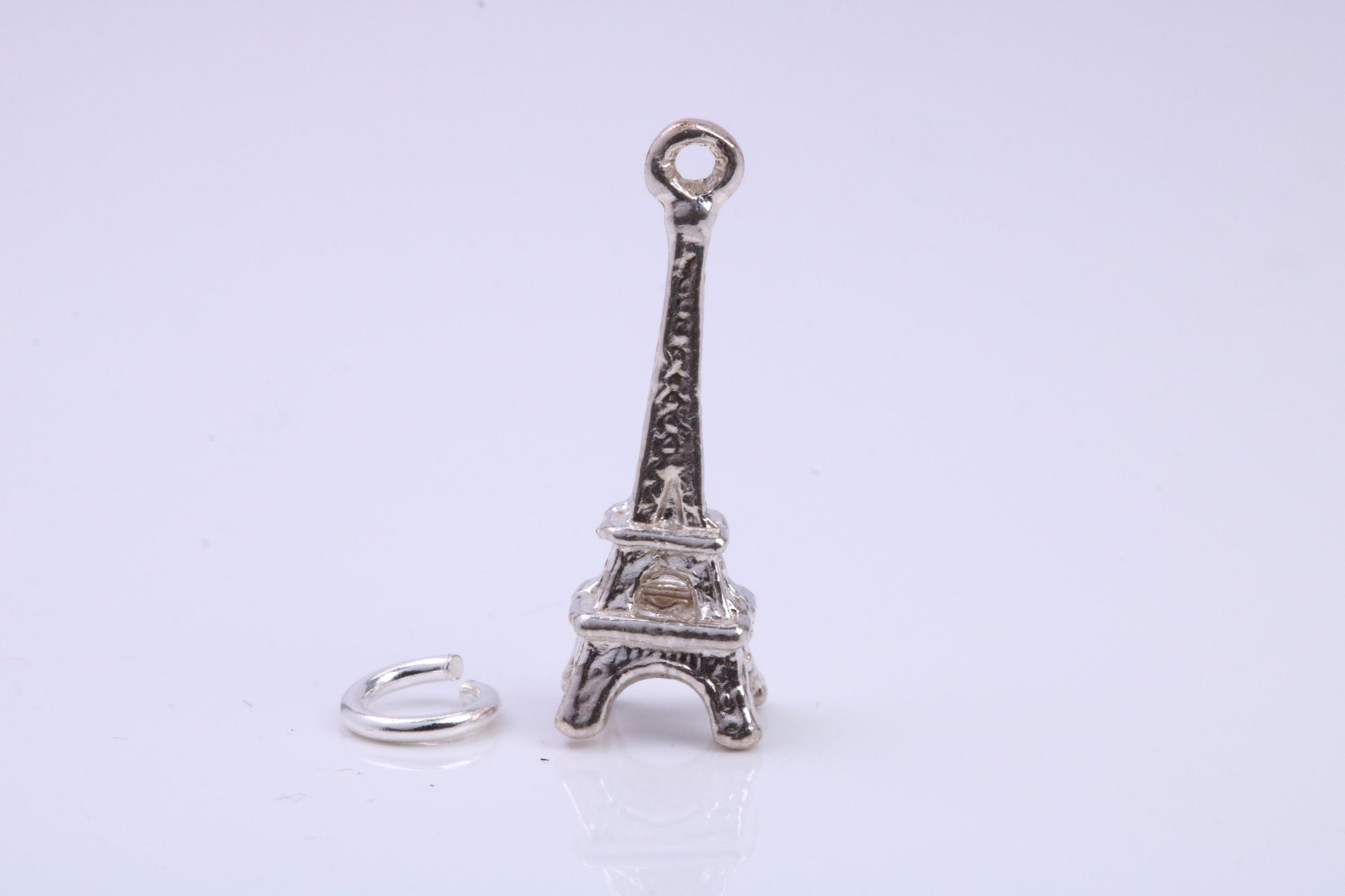 Eiffel Tower Charm, Traditional Charm, Made from Solid 925 Grade Sterling Silver, Complete with Attachment Link
