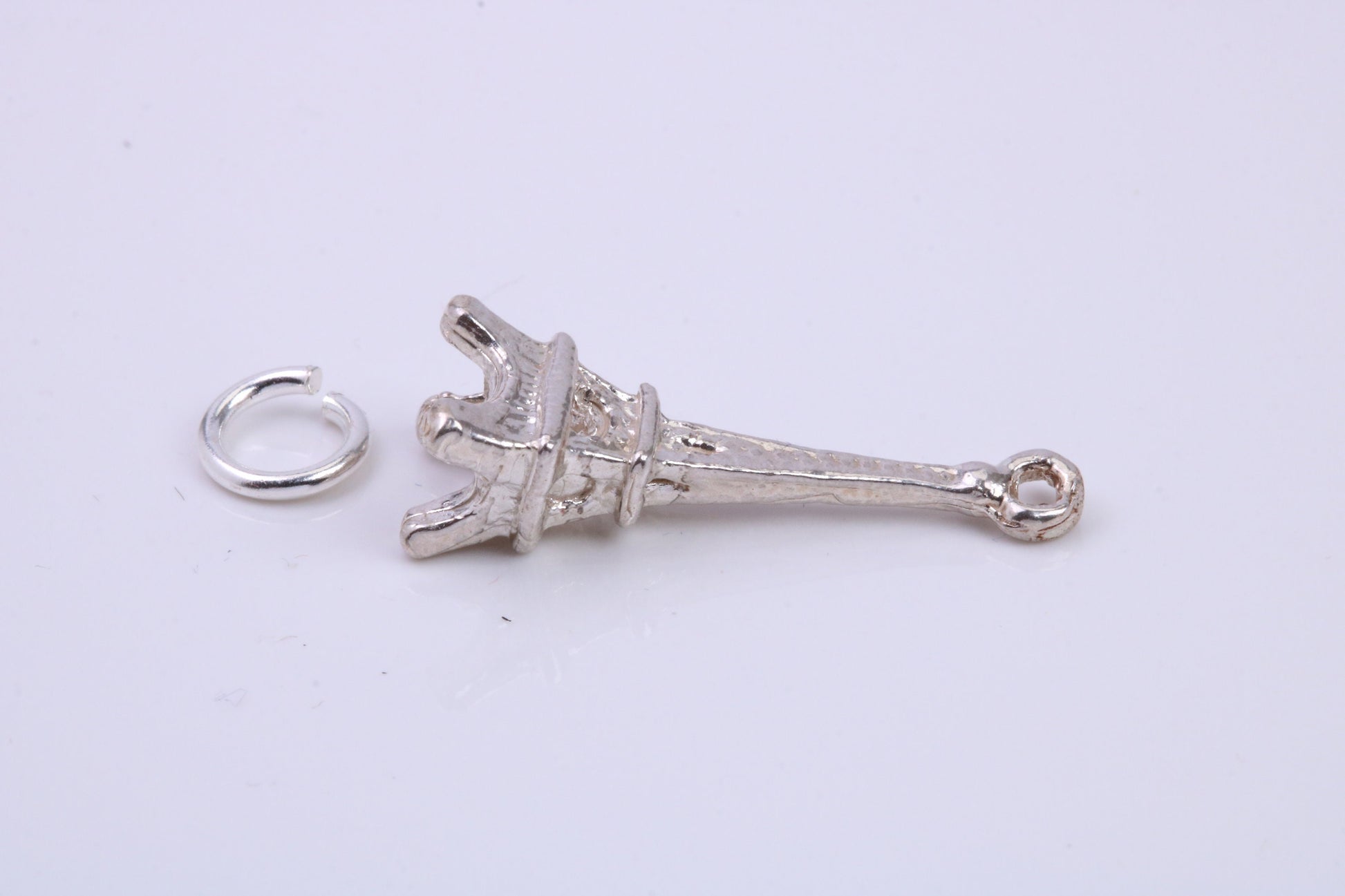 Eiffel Tower Charm, Traditional Charm, Made from Solid 925 Grade Sterling Silver, Complete with Attachment Link