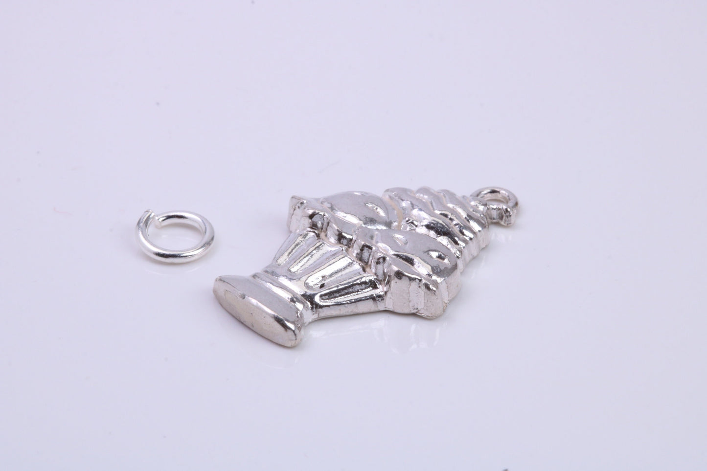 Sundae Charm, Traditional Charm, Made from Solid 925 Grade Sterling Silver, Complete with Attachment Link