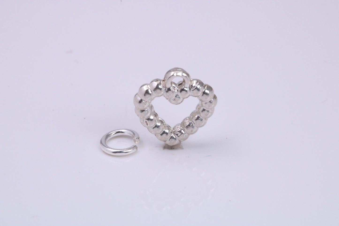Love Heart Charm, Traditional Charm, Made from Solid 925 Grade Sterling Silver, Complete with Attachment Link