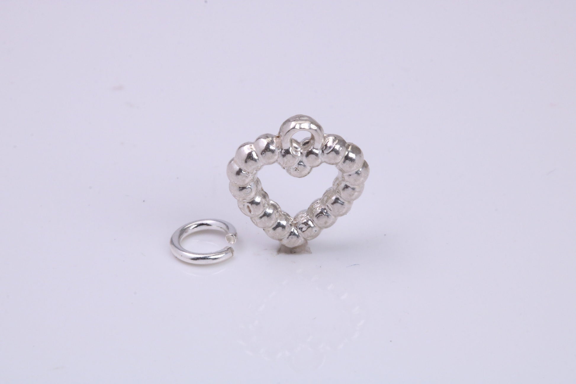 Love Heart Charm, Traditional Charm, Made from Solid 925 Grade Sterling Silver, Complete with Attachment Link