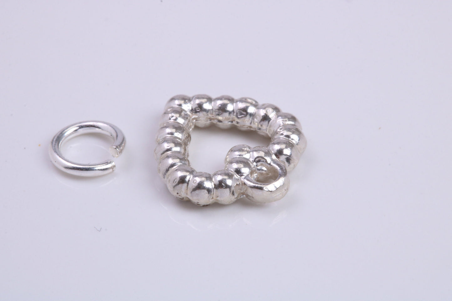 Love Heart Charm, Traditional Charm, Made from Solid 925 Grade Sterling Silver, Complete with Attachment Link