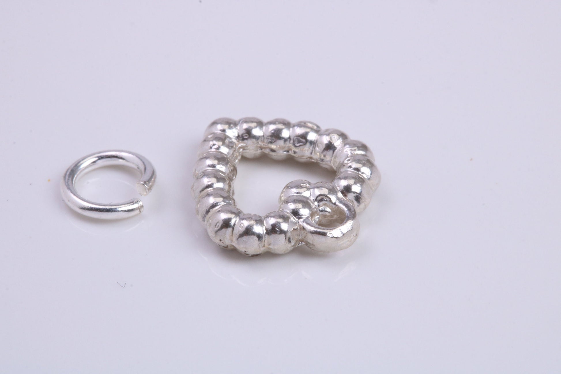 Love Heart Charm, Traditional Charm, Made from Solid 925 Grade Sterling Silver, Complete with Attachment Link