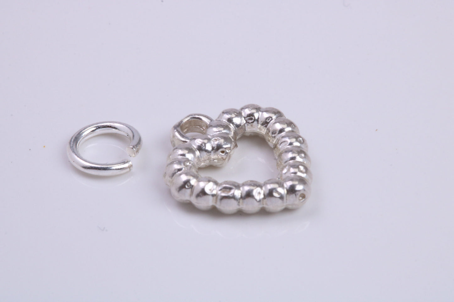 Love Heart Charm, Traditional Charm, Made from Solid 925 Grade Sterling Silver, Complete with Attachment Link