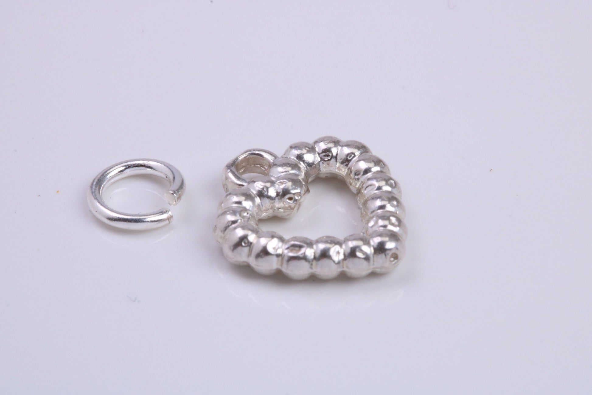 Love Heart Charm, Traditional Charm, Made from Solid 925 Grade Sterling Silver, Complete with Attachment Link