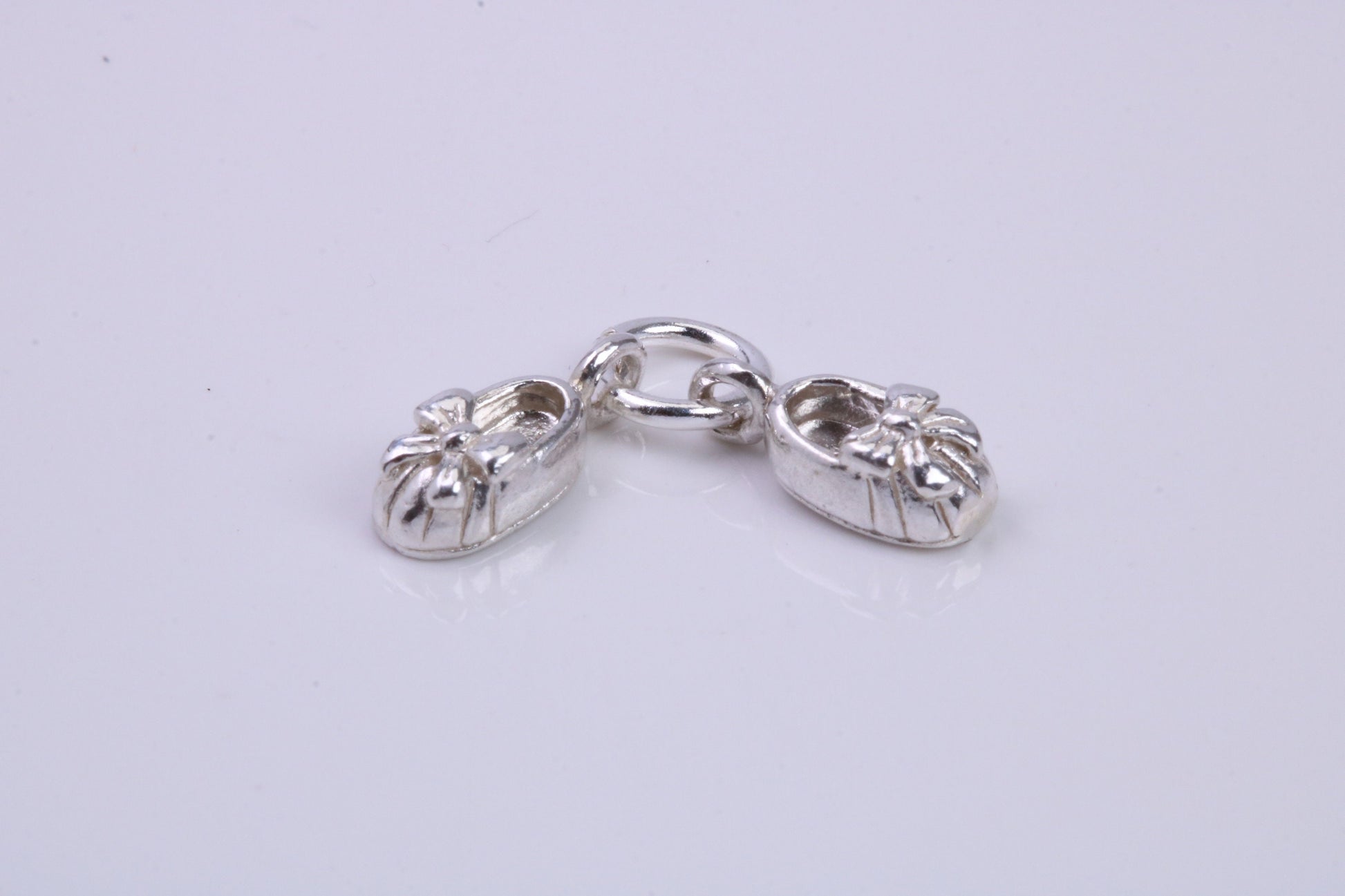 Baby Shoes Charm, Traditional Charm, Made from Solid 925 Grade Sterling Silver, Complete with Attachment Link